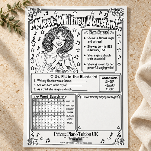 Meet Whitney Houston - A Printable Music Activity Worksheet