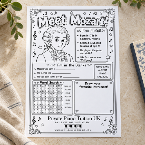 Meet Mozart (Printable Music Activity Worksheet PDF)