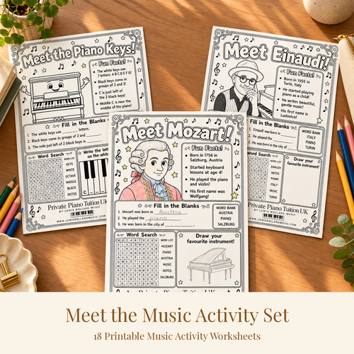 Meet the Music Activity Set (18 Printable Music Worksheets)