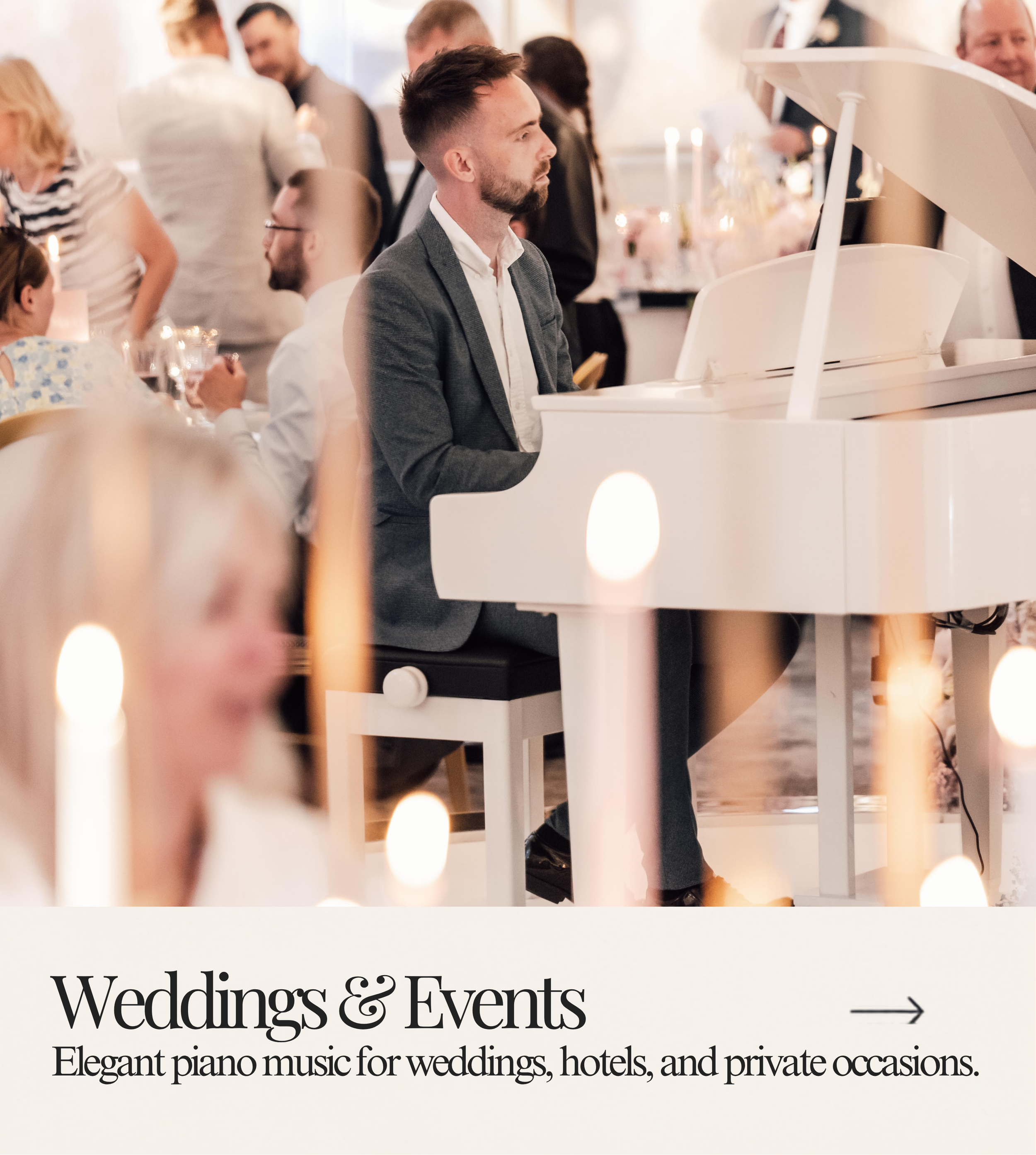 Wedding pianist Lewis Bolland performing at Four Seasons Hotel Hampshire for a luxury wedding in Hampshire, UK