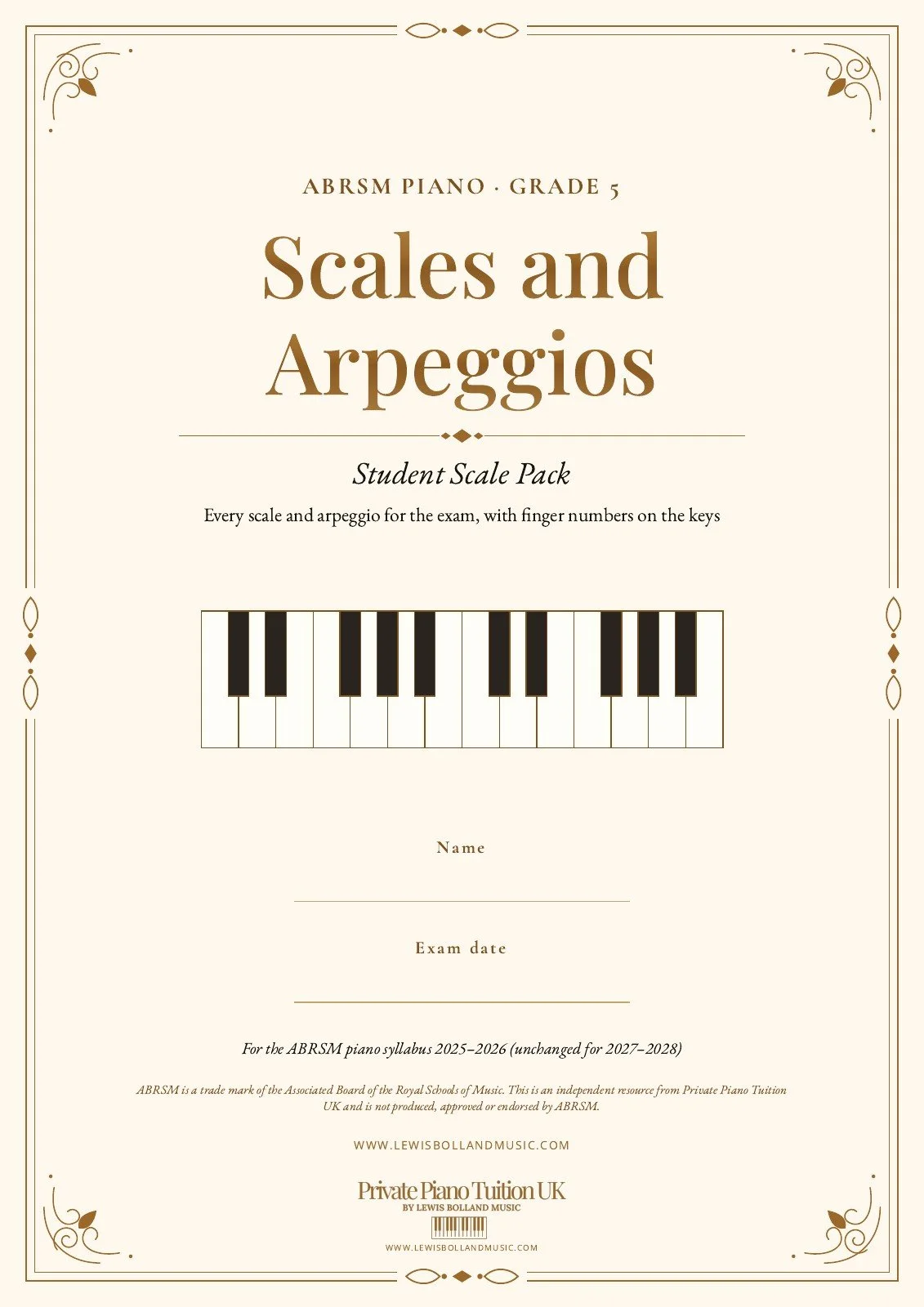 ABRSM Piano Scales Grade 5 – Student Scale Pack