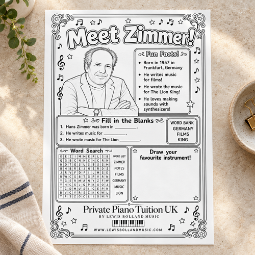 Meet Hans Zimmer (Printable Music Activity Worksheet PDF)