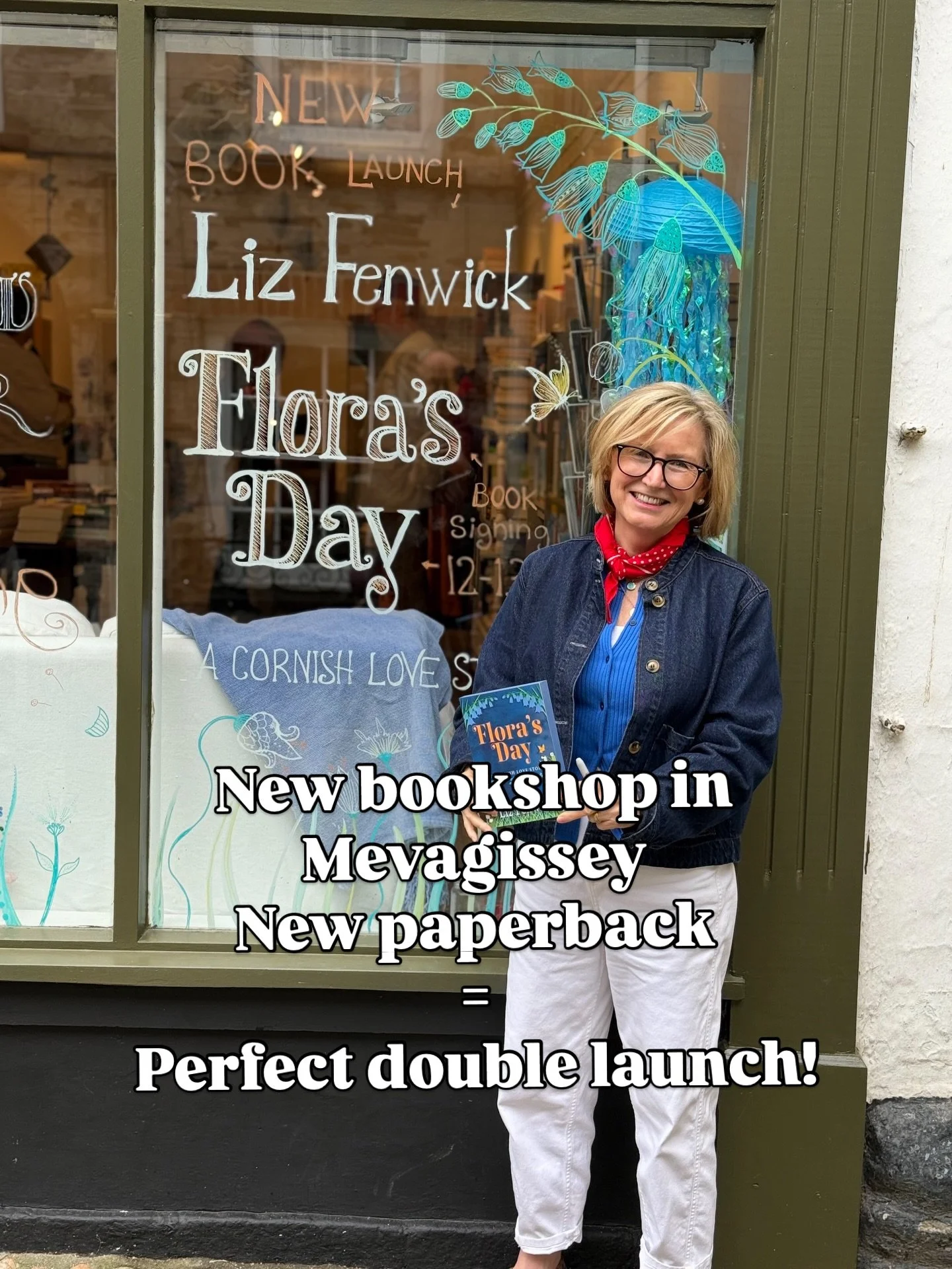 What a fabulous signing event on the opening day of @a_new_chapter._mevagissey The shop is gorgeous and busy! I loved catching up with readers and sending the paperback Flora&rsquo;s Day out into the world!! As always thanks to Mr Liz aka @chrisdgfen