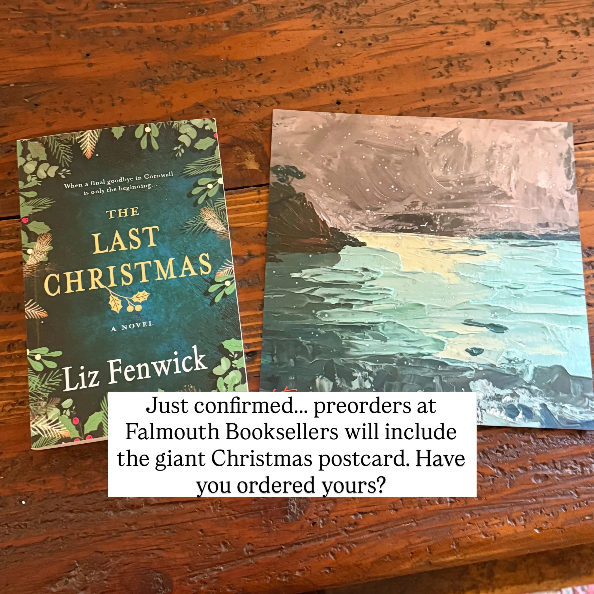 The fab team at @falmouthbookseller have just confirmed they will include the giant Christmas postcard in any pre-orders of The Last Christmas including those to the US and Canada!! Link in my bio and I&rsquo;ll put it in my stories too!! #awritersli