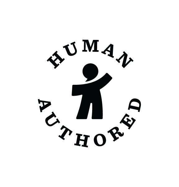 Logo with a central human figure and the words "Human Authored" in a circular arrangement around it.