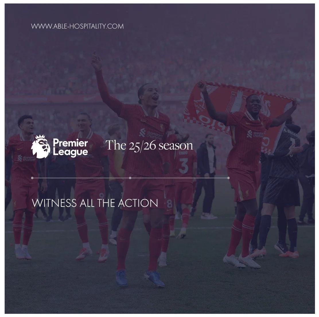 From the first whistle to the final goal – experience the Premier League 25/26 season in style with ABLE Hospitality ⚽✨ #ABLEHospitality #PremierLeague #MatchdayExperience