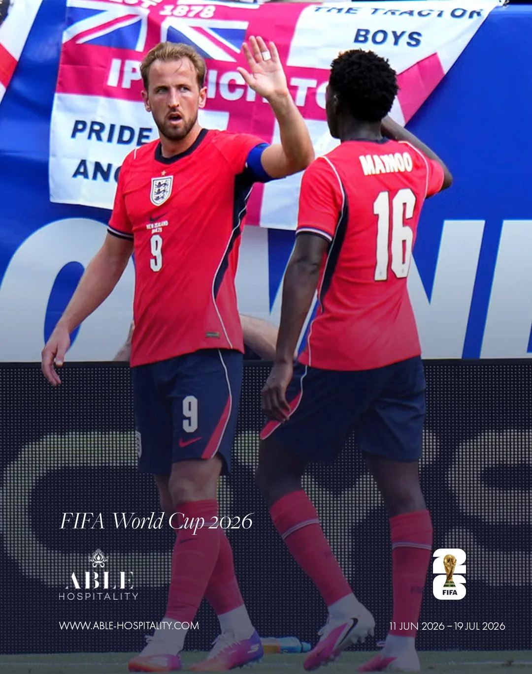 🏆 ONE WEEK TO GO 🏆

The countdown is almost over.

In just 7 days, England begin their FIFA World Cup 2026 campaign as the Three Lions set their sights on football's biggest prize.

Watch every match with Able Hospitality.

⚽ England kick off their