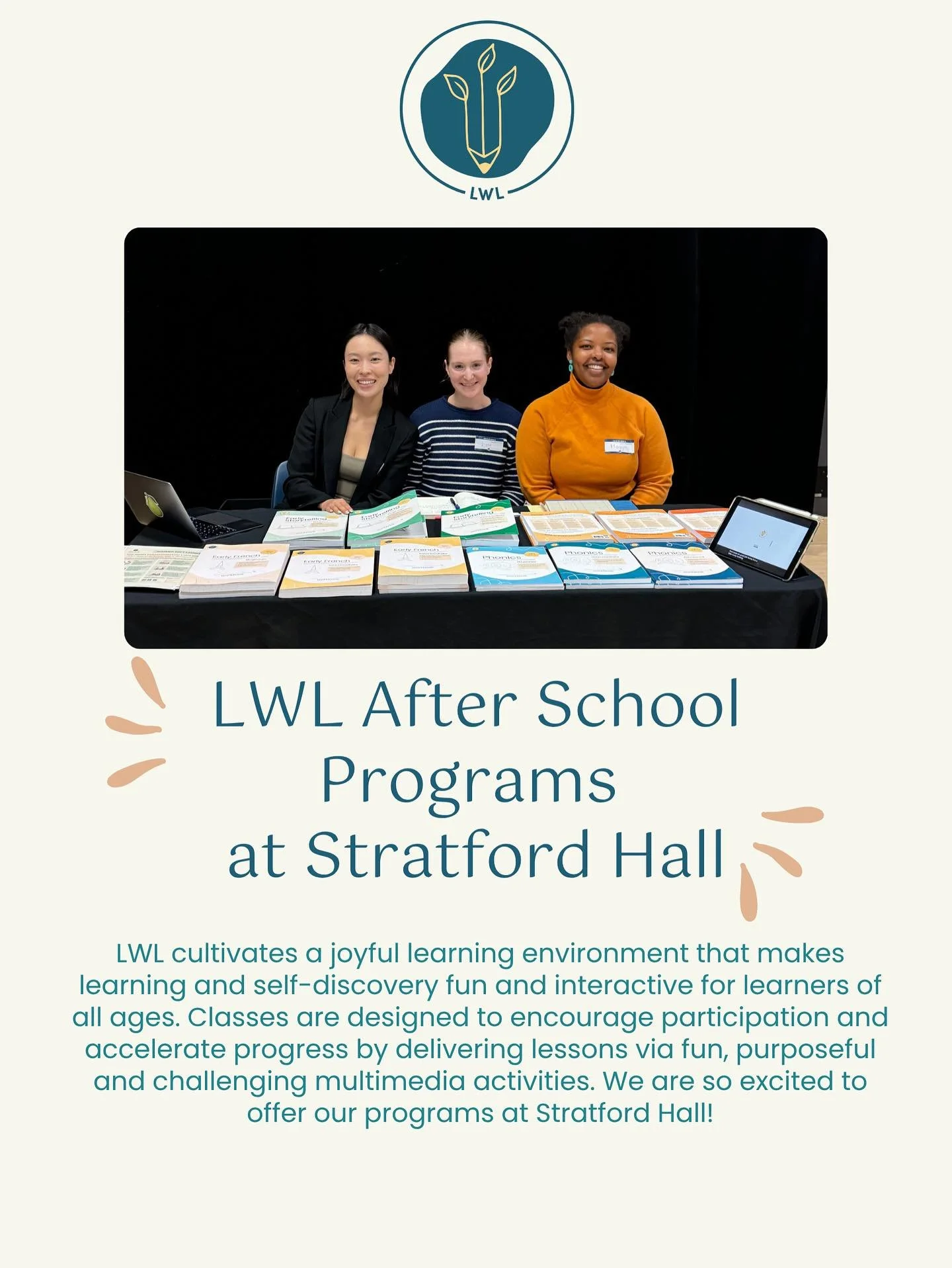 Stratford Hall families, we&rsquo;ve got you covered! 💛
If you didn&rsquo;t get the chance to register earlier, you can still join this cycle of Clubs (Nov 17&ndash;March 13) by registering through us &mdash; a few spaces left!

Join the LWL After S