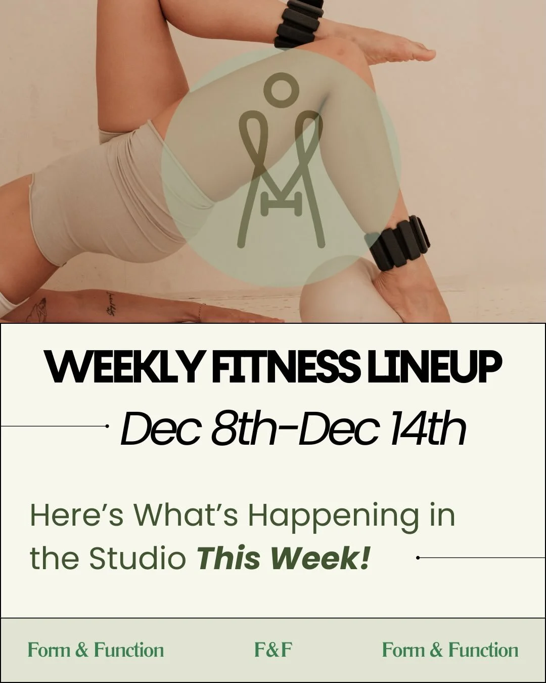Weekly Schedule | Dec 8&ndash;14 ✨ 
New week, fresh energy 💚 Whether you&rsquo;re craving a sweaty burn, a dance party, or a mindful reset &mdash; we&rsquo;ve got you covered 🔥🧘&zwj;♀️💃 
This week is all about: ✨ Staying consistent during the bus