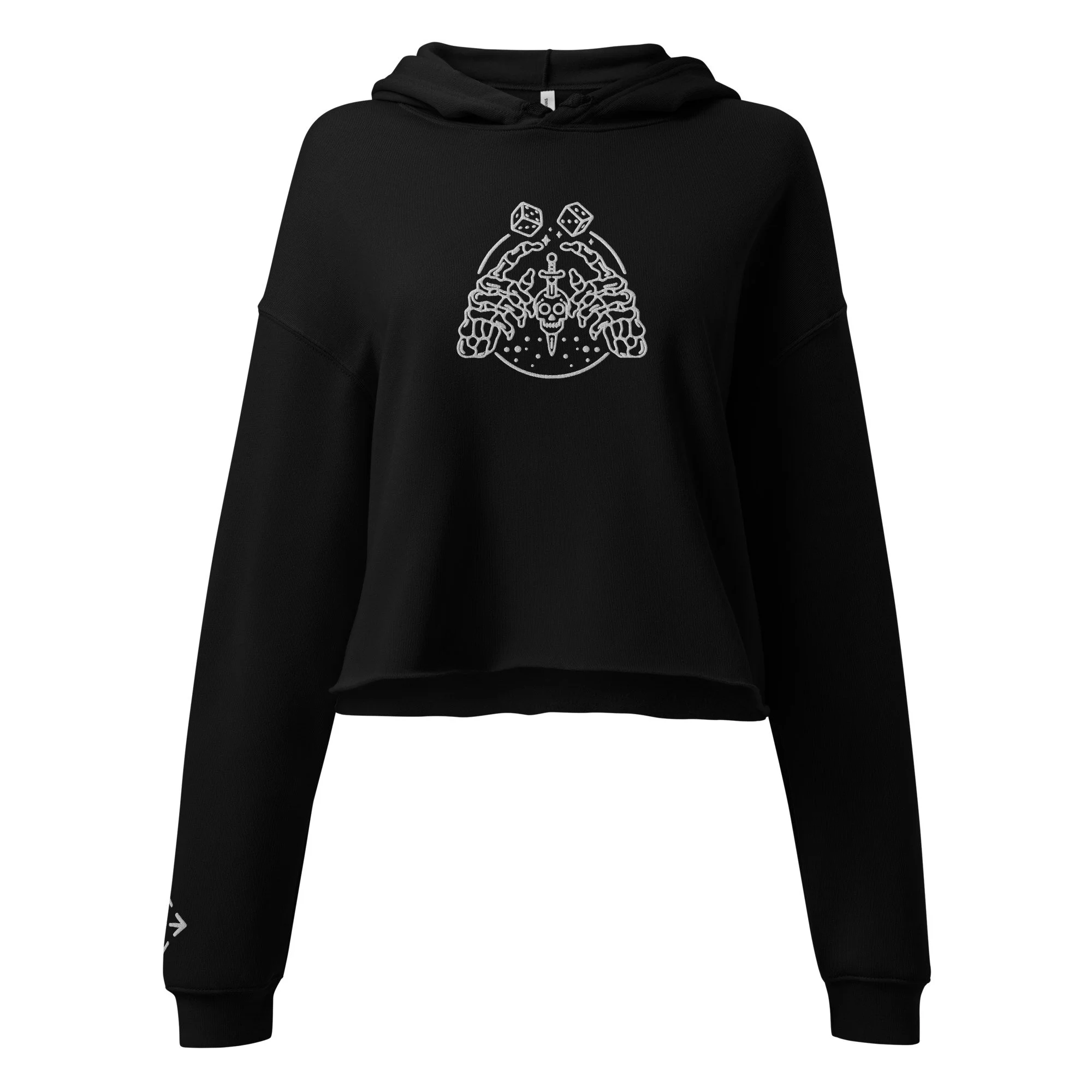 READY TO PLAY SWORD & DICE EMBROIDERED WOMEN'S CROPPED HOODIE