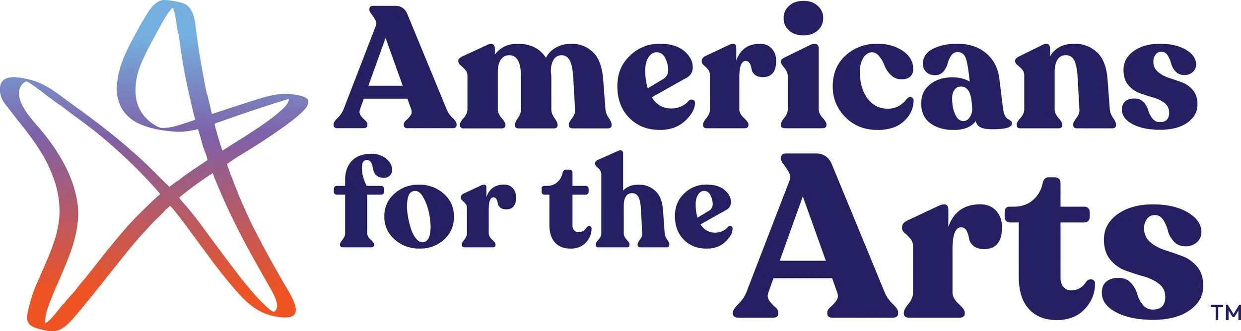Logo of Americans for the Arts featuring a stylized star with colors blending from purple to red and blue to orange.