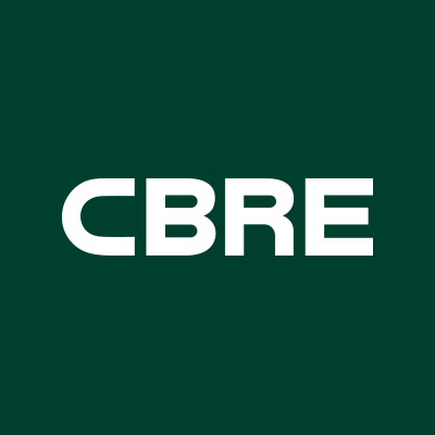 CBRE logo on a dark green background