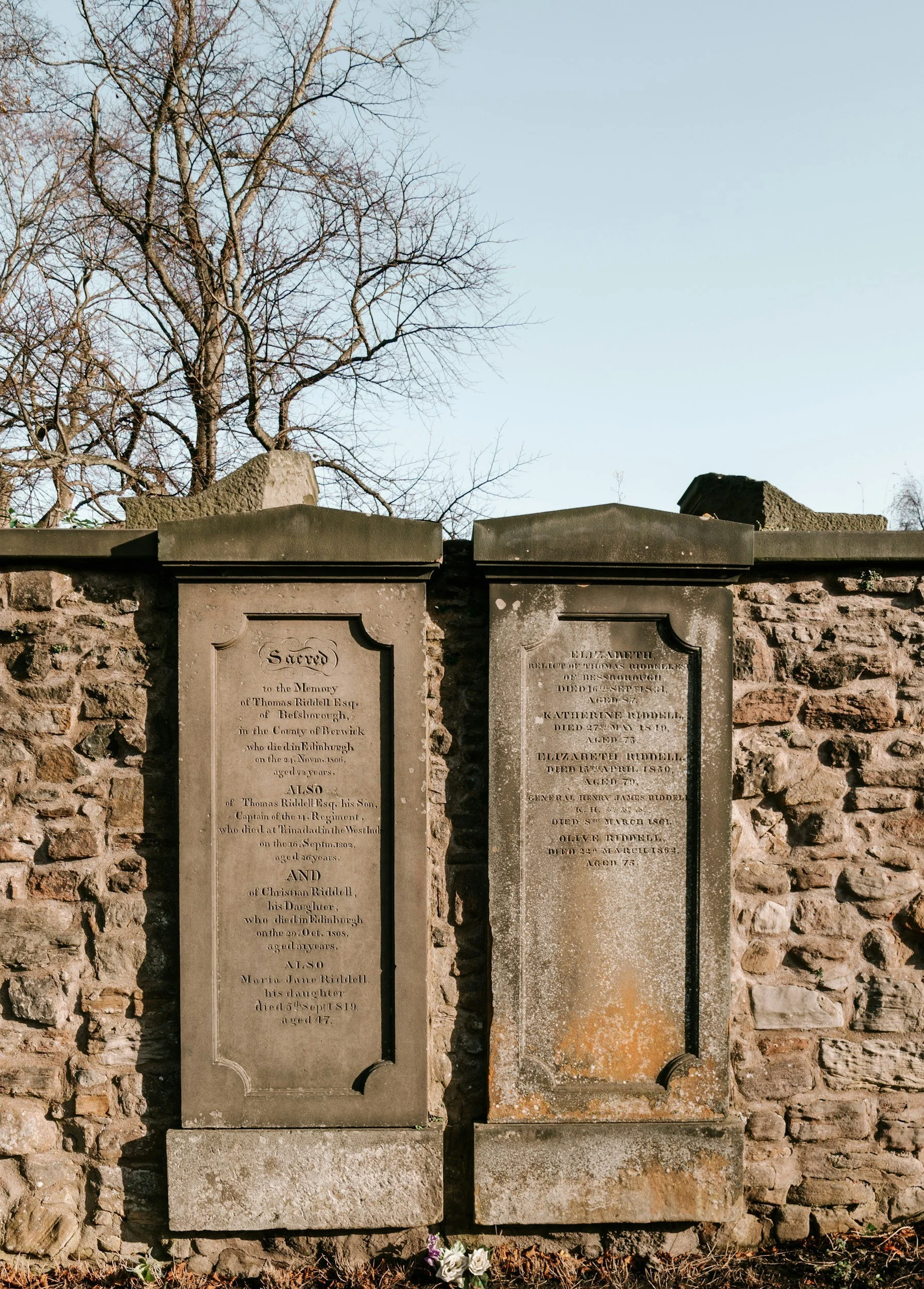 Two headstones from Greyfriars Kirkyard.