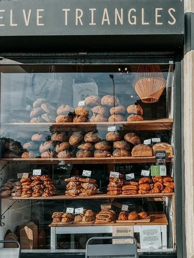 Fresh sourdough and pastries at Twelve Triangles bakery in Edinburgh