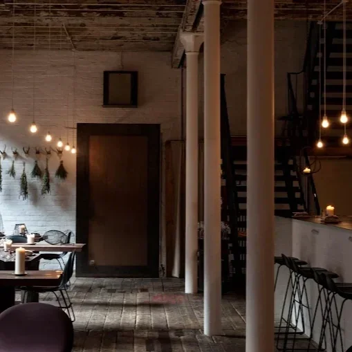A dimly lit restaurant