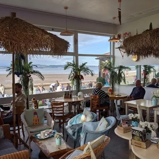 A restaurant overlooking a beach