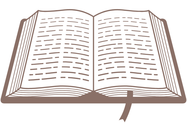 Open book with text and a bookmark.