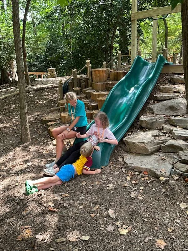 Children playing on a slide
