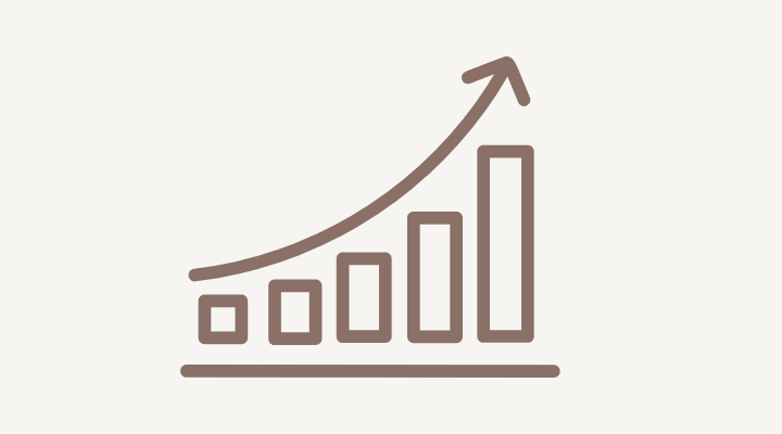 Illustration of a bar chart with an upward trending arrow indicating growth or increase.