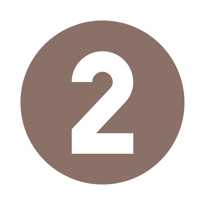 A large, black number 2 in the center of a brown circle with a black background.