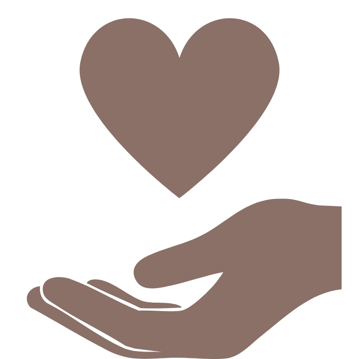 Outline drawing of one hand giving a heart to another hand.