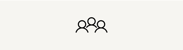 Icon of three people side by side on a light background