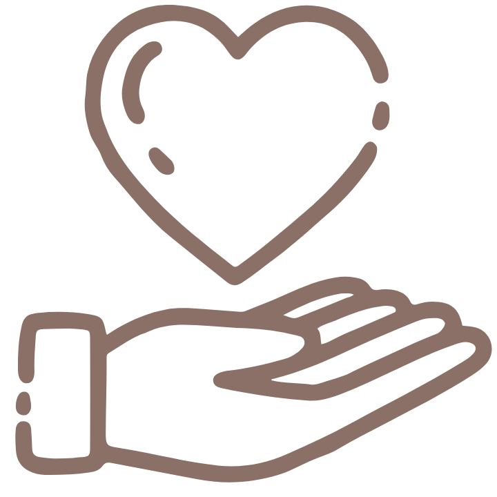 A hand holding a heart icon