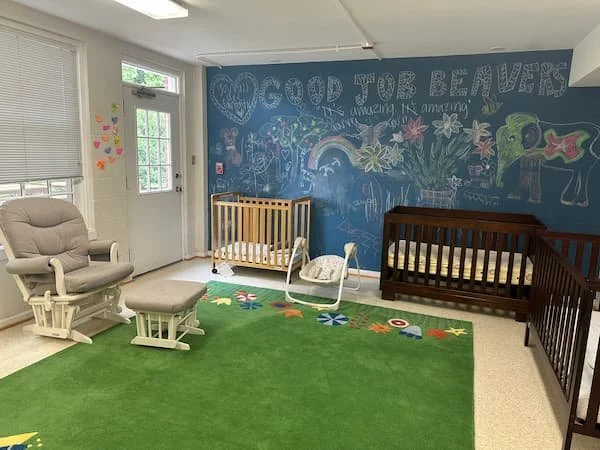 Crib-room in the nursery at Saint Peter's Episcopal Church, Arlington, VA