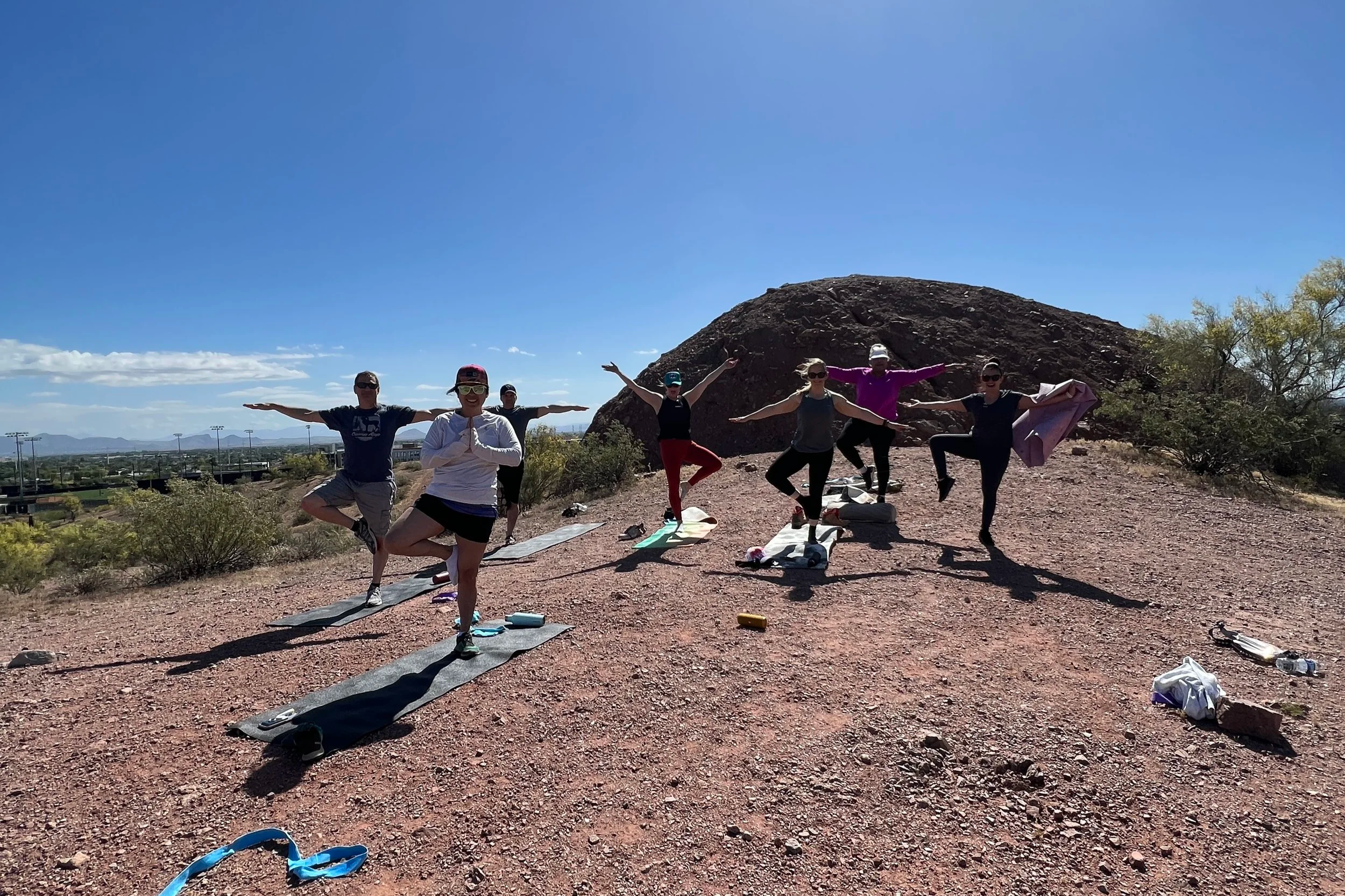 work retreat guided hike and yoga in phoenix