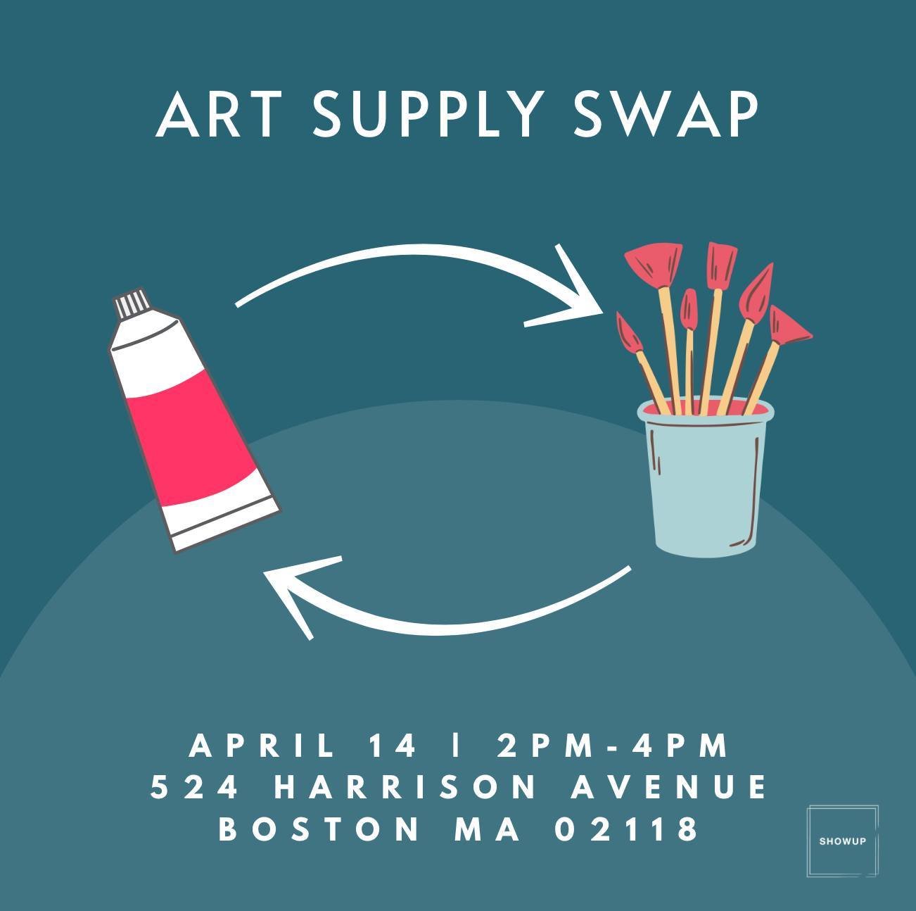 🧹Start your Spring cleaning off right with our Art Supply Swap!⁠
⁠
Join us on Sunday, April 14th, from 2pm to 4pm for an afternoon of light refreshments and supply swapping with fellow artists. This is the perfect event if you're in need of a refres