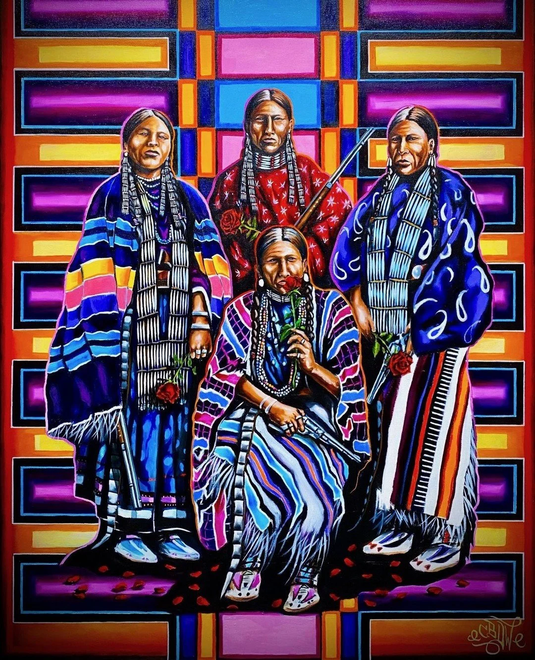 The colors in Carlin BearDontWalk&rsquo;s work truly need to be experienced in person. 😍⁠
&bull;⁠
Join us tonight from 5&ndash;8pm for November First Friday to see Carlin&rsquo;s piece and works by other artists featured in &ldquo;Between Two Worlds