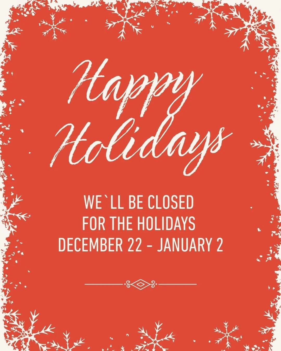 ❄️ Holiday Closure Announcement ❄️⁠
⁠
ShowUp will be closed from December 22 through January 2. We will resume our normal gallery hours on January 3, 2026.⁠
⁠
We&rsquo;re taking this time to rest and recharge, and we wish everyone a happy and safe ho