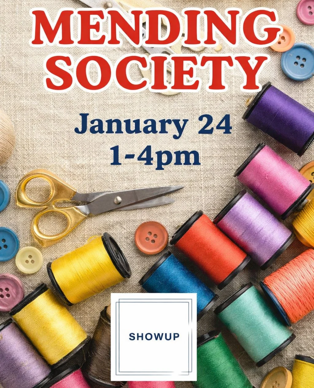 Join us tomorrow from 1pm to 4pm for the sixth edition of Mending Society! ⁠
⁠
Bring along a few items of clothing that you want to fix, and we'll guide you through the process of mending them! Learn valuable skills and breathe new life into your fav