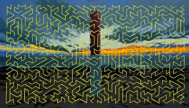 This Studio Sunday we&rsquo;re stepping into landscapes with @michaelmacm ⛰️

Mikey McMahon&rsquo;s paintings approach landscape as a lived and contested system rather than nature alone.
The work treats land as an active record of how people have mov