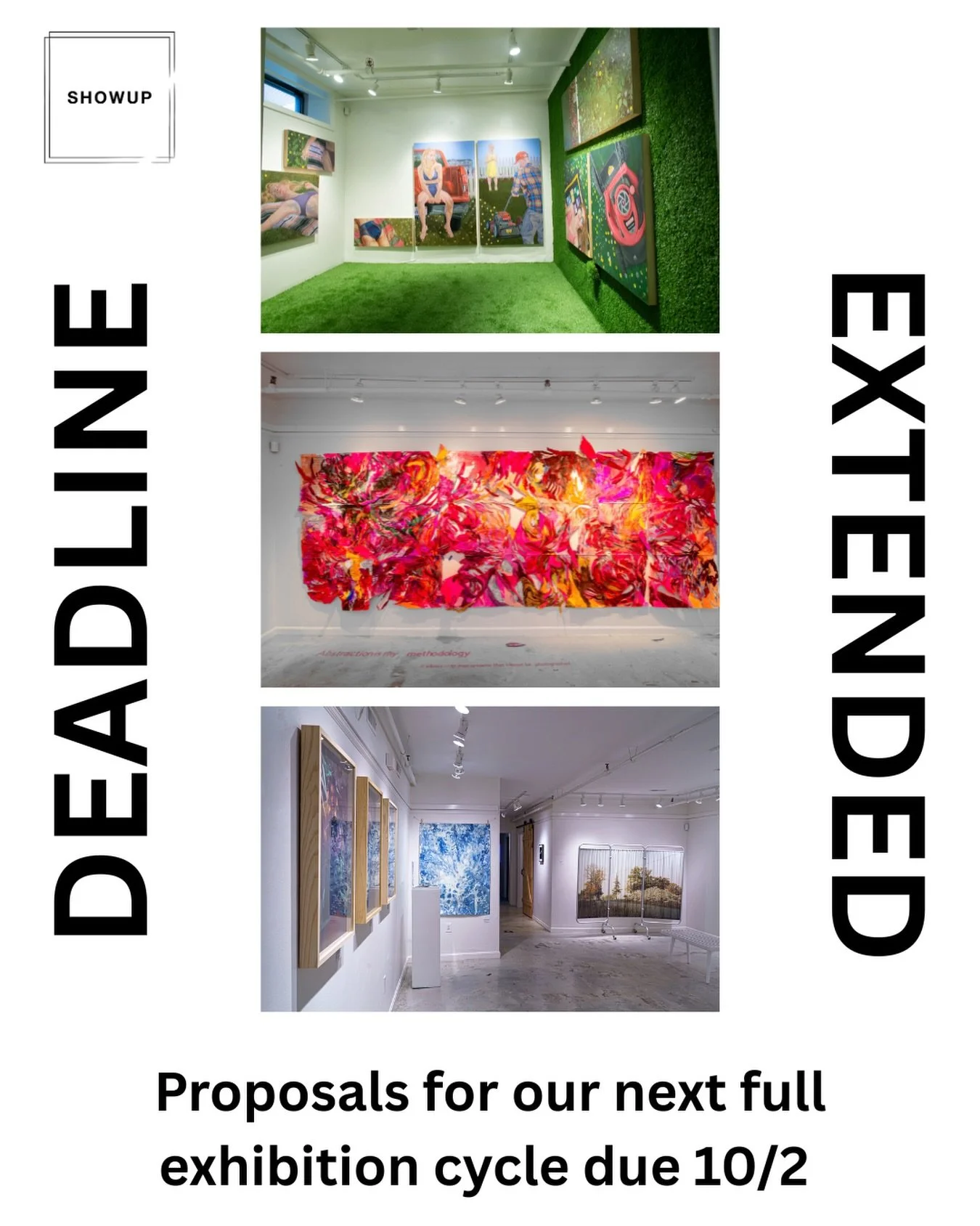 Propose an exhibition for ShowUp! Our exhibitions committee reviews proposals seasonally, and we&rsquo;re extending our autumn deadline by a few days. If you&rsquo;ve been thinking about proposing an exhibition for ShowUp, this is a great time to do 
