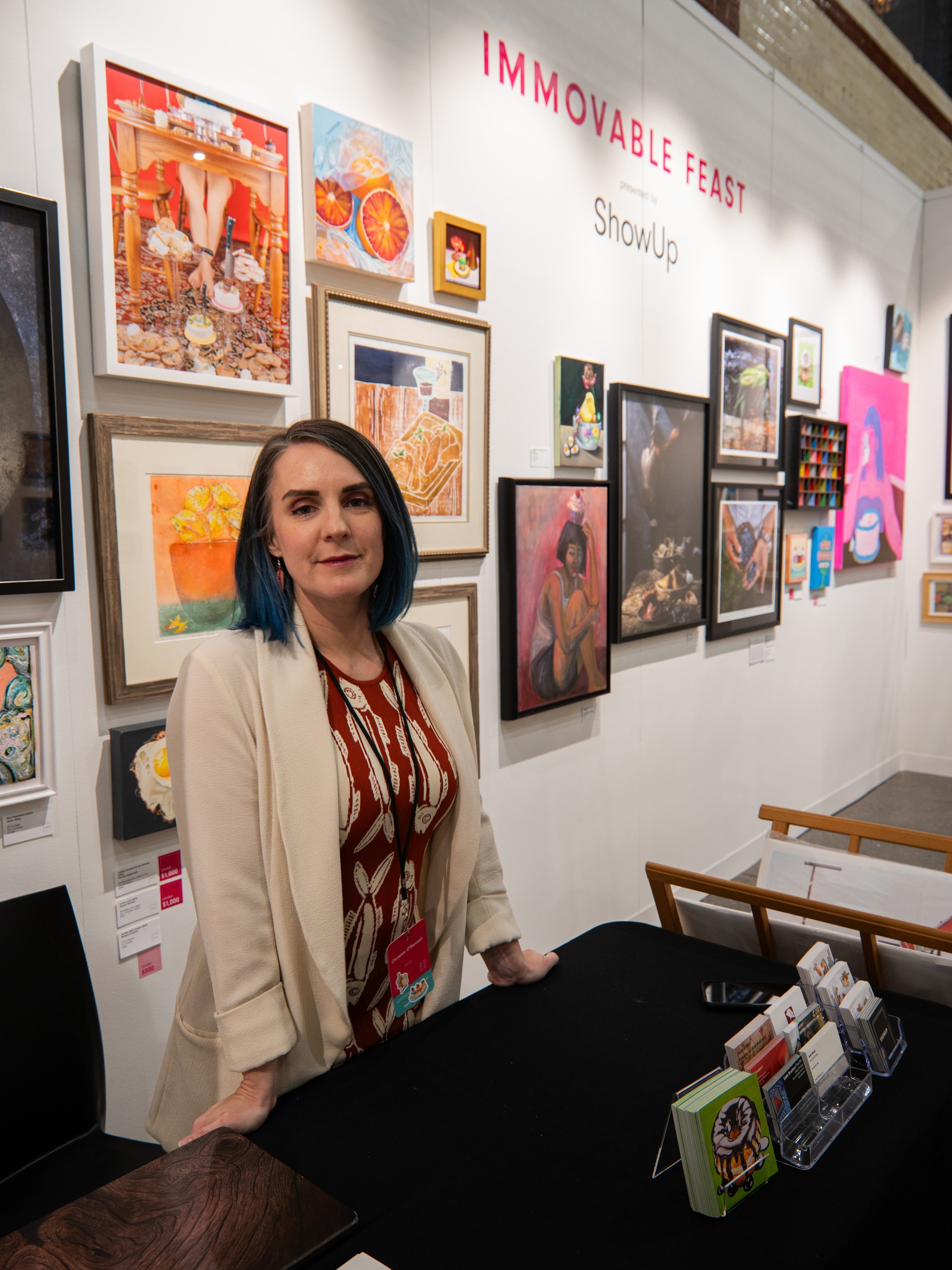 Only two days left of the @affordableartfairboston! Let&rsquo;s make them count!! 🍩

Our lovely founder and director of Show Up @intlchristine is holding it down at the booth! Come say hi, y&rsquo;all 💕

📸: @jamaicaplainandtall