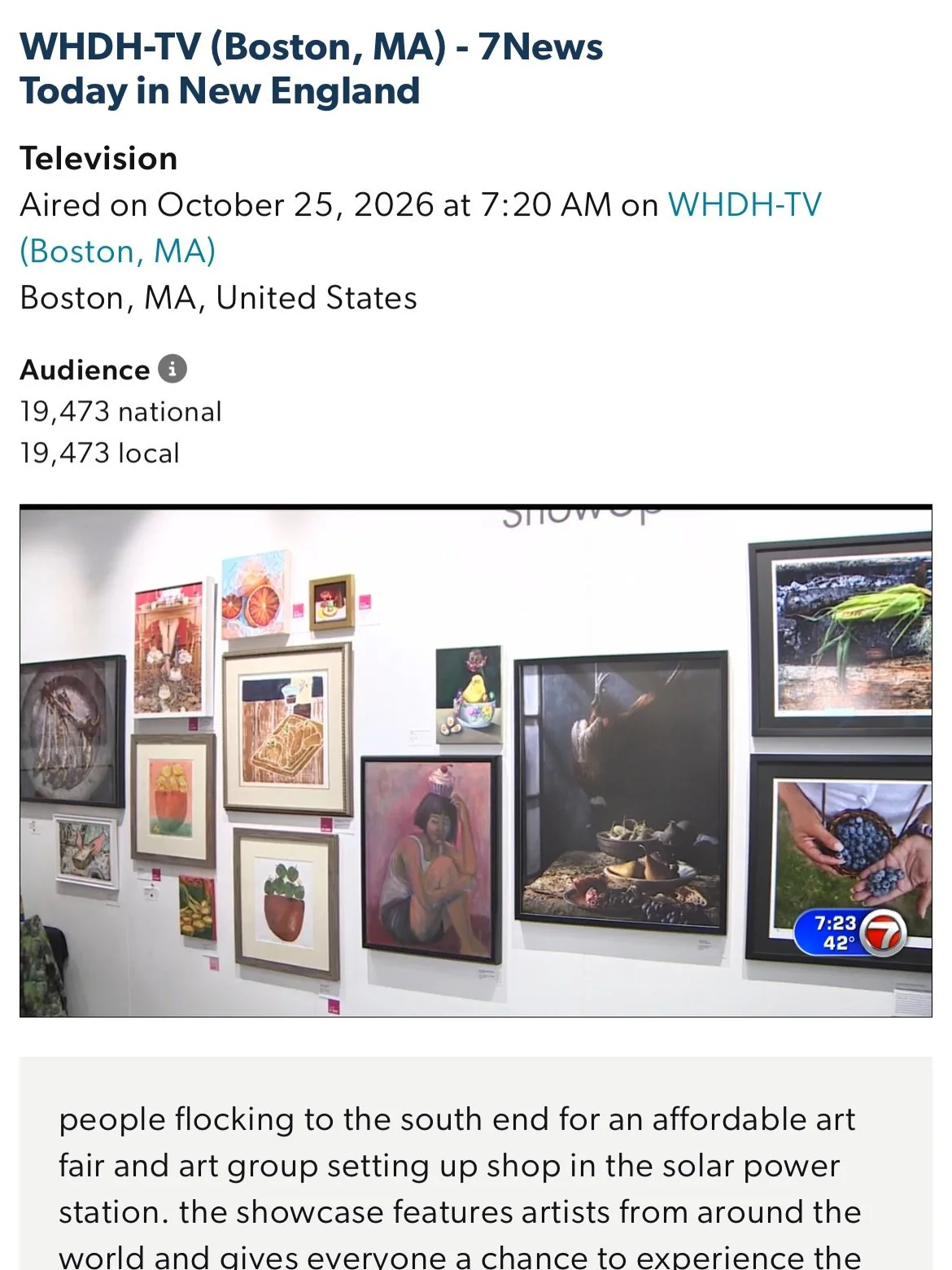 Show Up was in the spotlight this weekend! ✨

Catch us in the news coverage of the @affordableartfairboston along with a few mentions in articles highlighting the weekend.

@7news 💌

Our director @intlchristine being quoted by @artnet !

Read full a