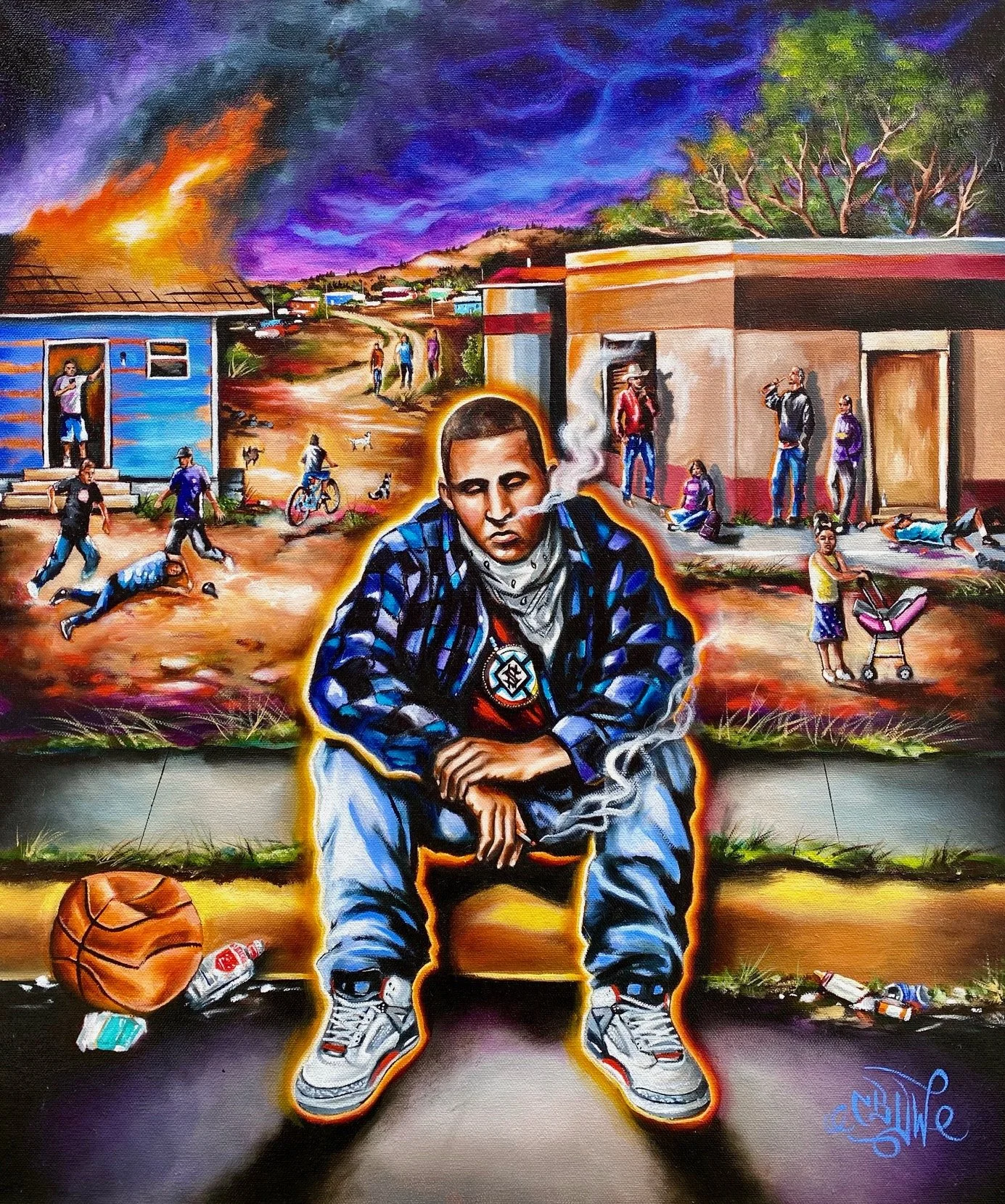 Carlin Bear Don't Walk, These Dayz (2022), Oil on canvas