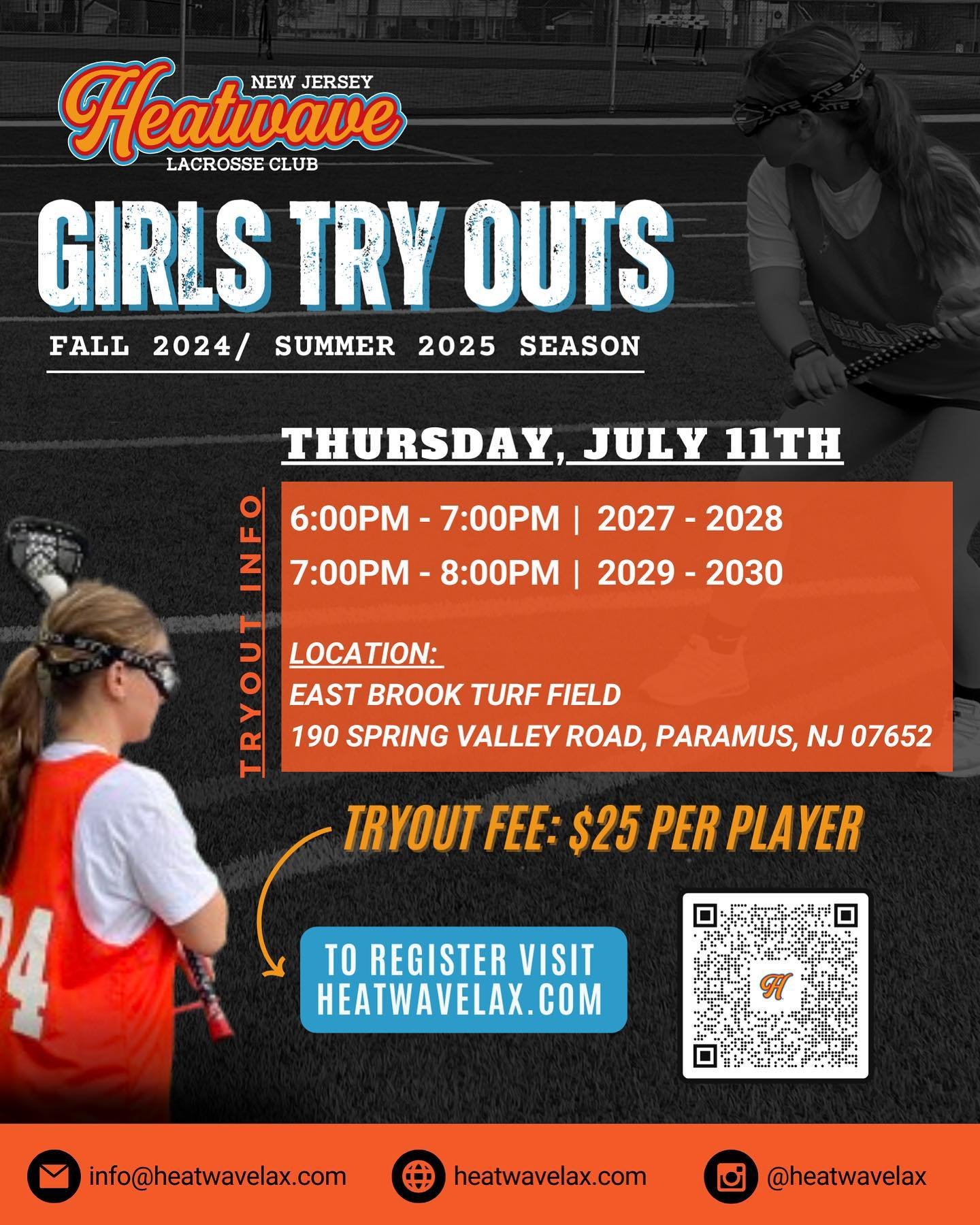 Now taking registrations for our Girls Club Tryouts! Accepted athletes will be part of Heatwave Lacrosse for the full year until the following season&rsquo;s tryouts (Fall 2024/ Summer 2025 Season) 🥍 

➡️ LINK IN BIO to register for tryouts, &amp; f