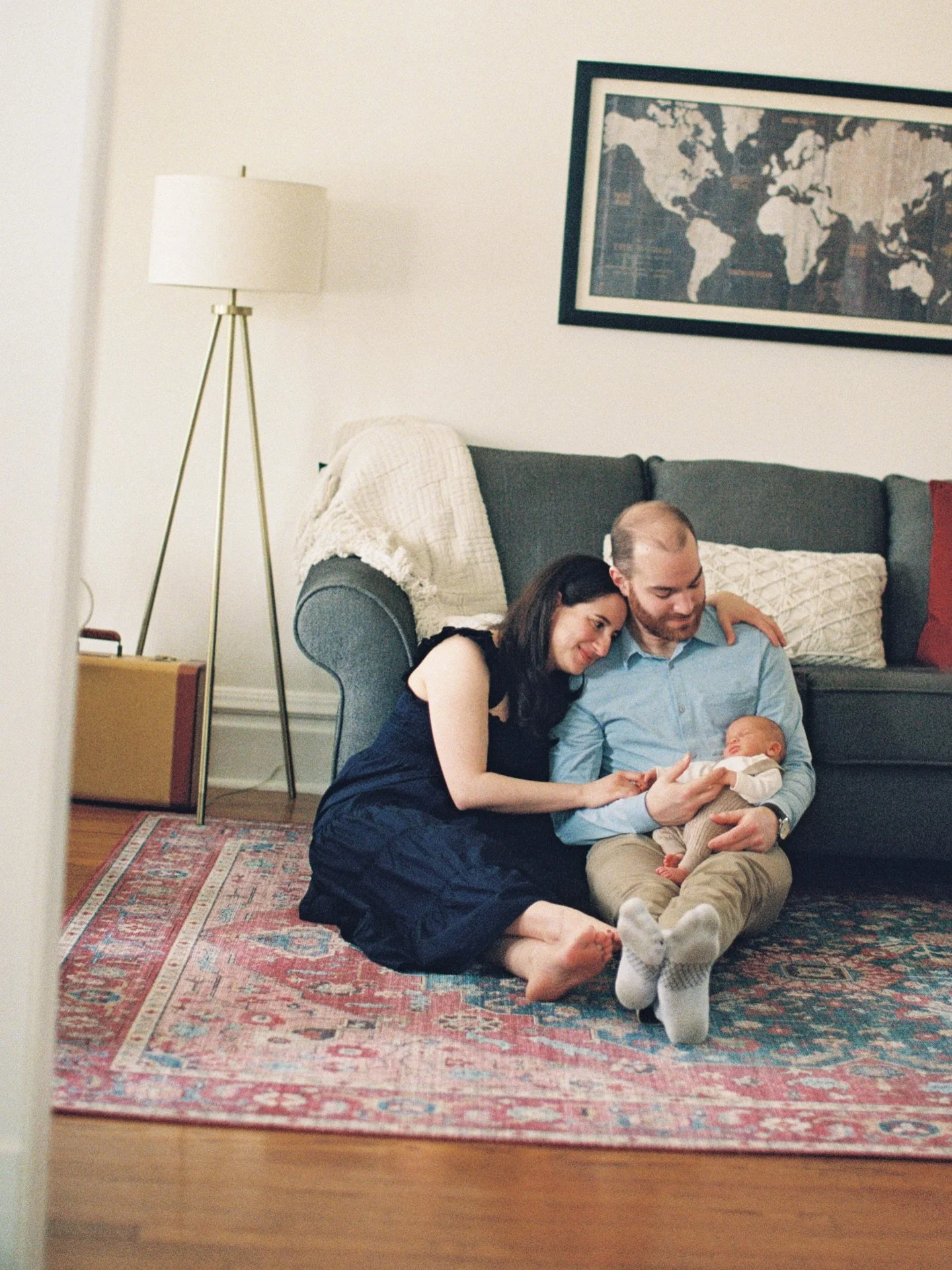 The Cicero family in their newborn bubble