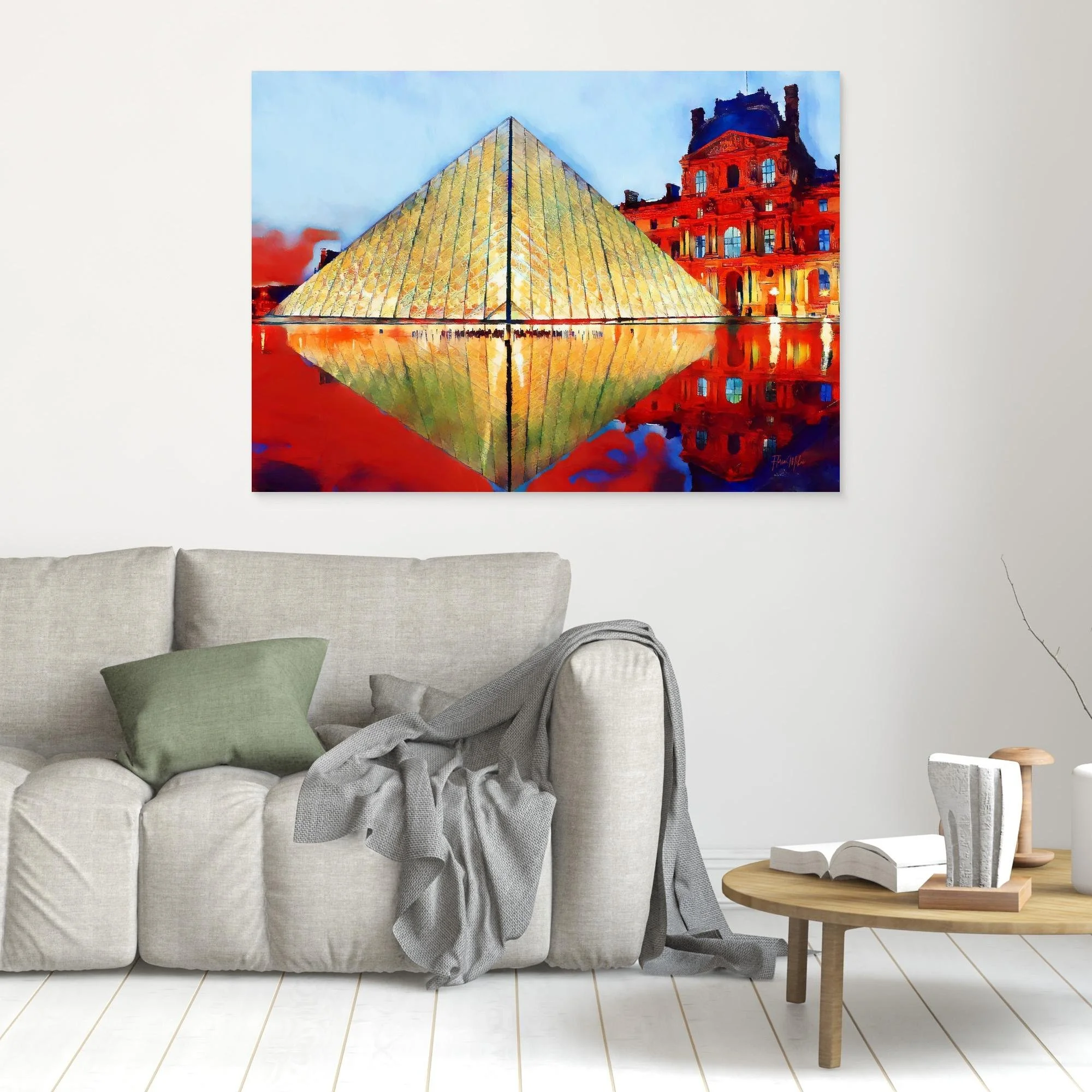 Louvre Pyramid Paris Canvas Print – Colorful Modern Wall Art for Interior Decoration (4).jpg