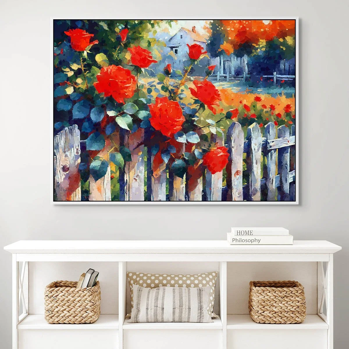 Red Roses by the Garden Fence – Romantic Floral Wall Art Print (1).jpg