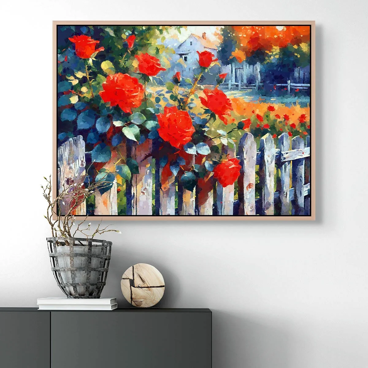 Red Roses by the Garden Fence – Romantic Floral Wall Art Print.jpg