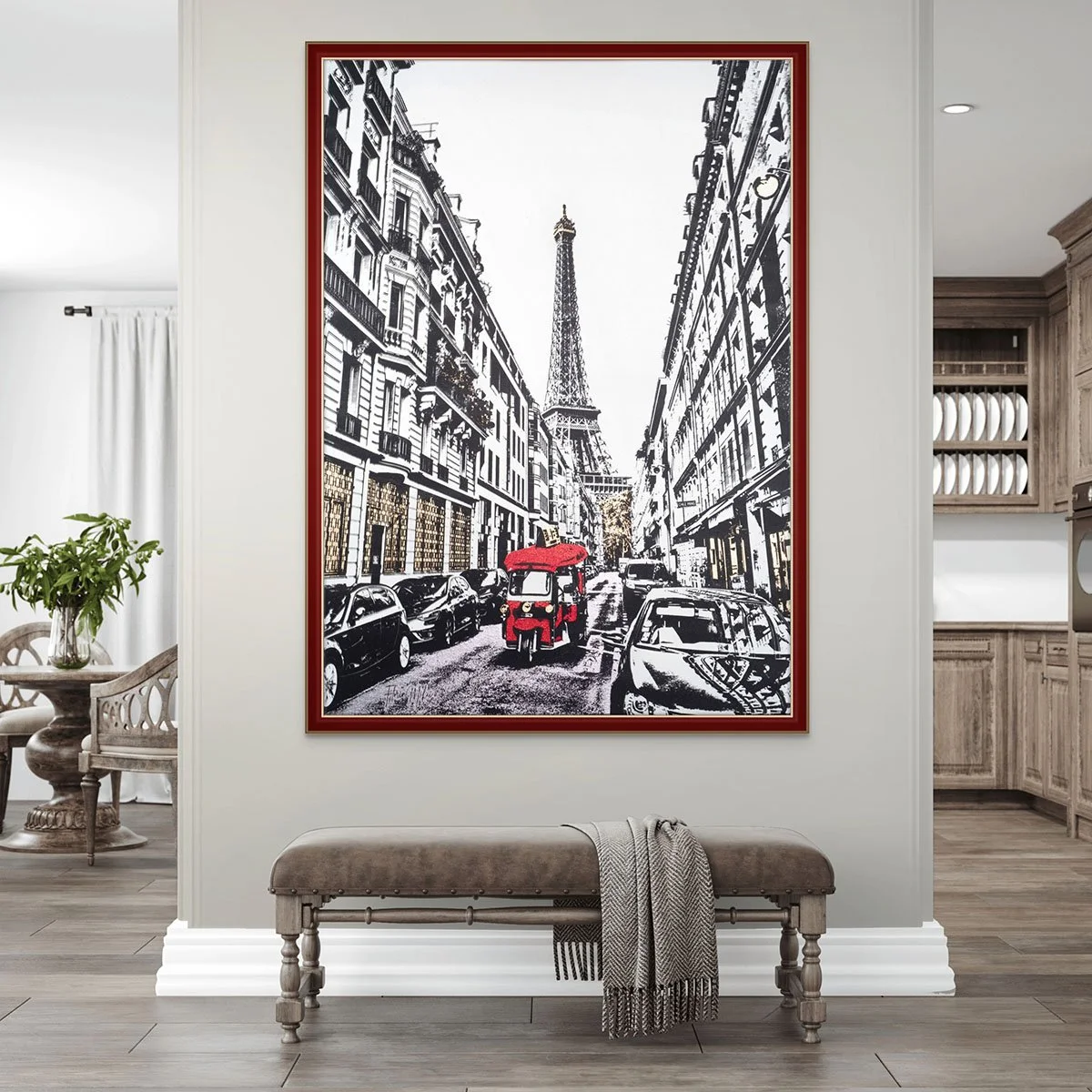 Paris Street Scene with Eiffel Tower – Contemporary Artwork on Canvas