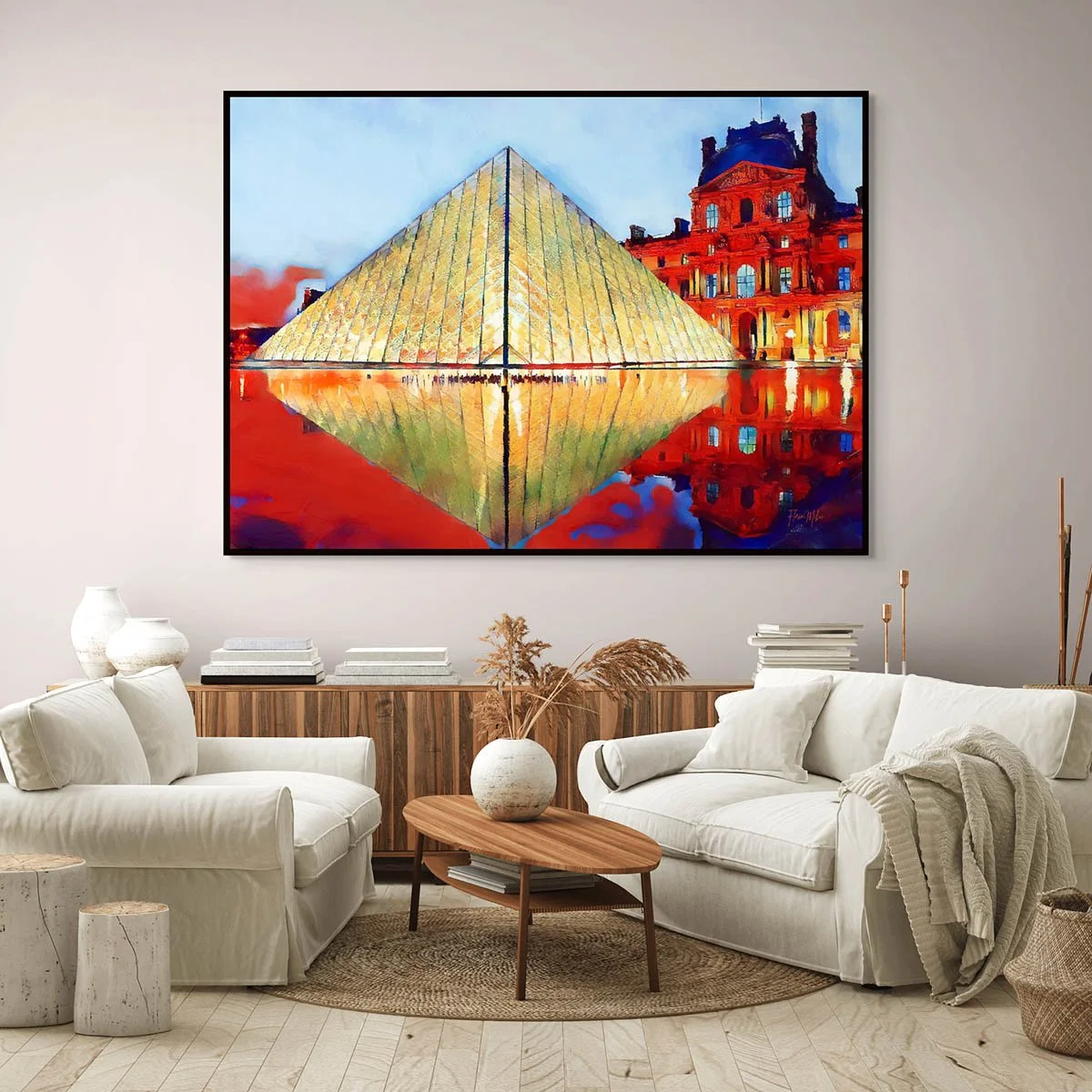 Louvre Pyramid Paris Canvas Print – Colorful Modern Wall Art for Interior Decoration (9).jpg
