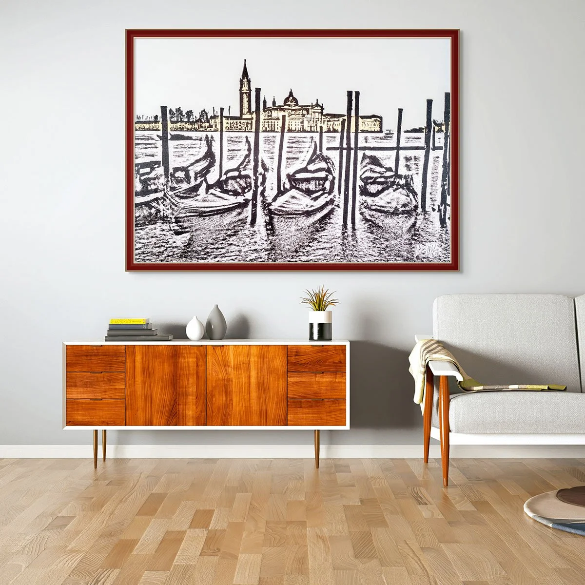 Venice Gondolas at Doge’s Palace – Morning Light Artwork on Canvas, Italy