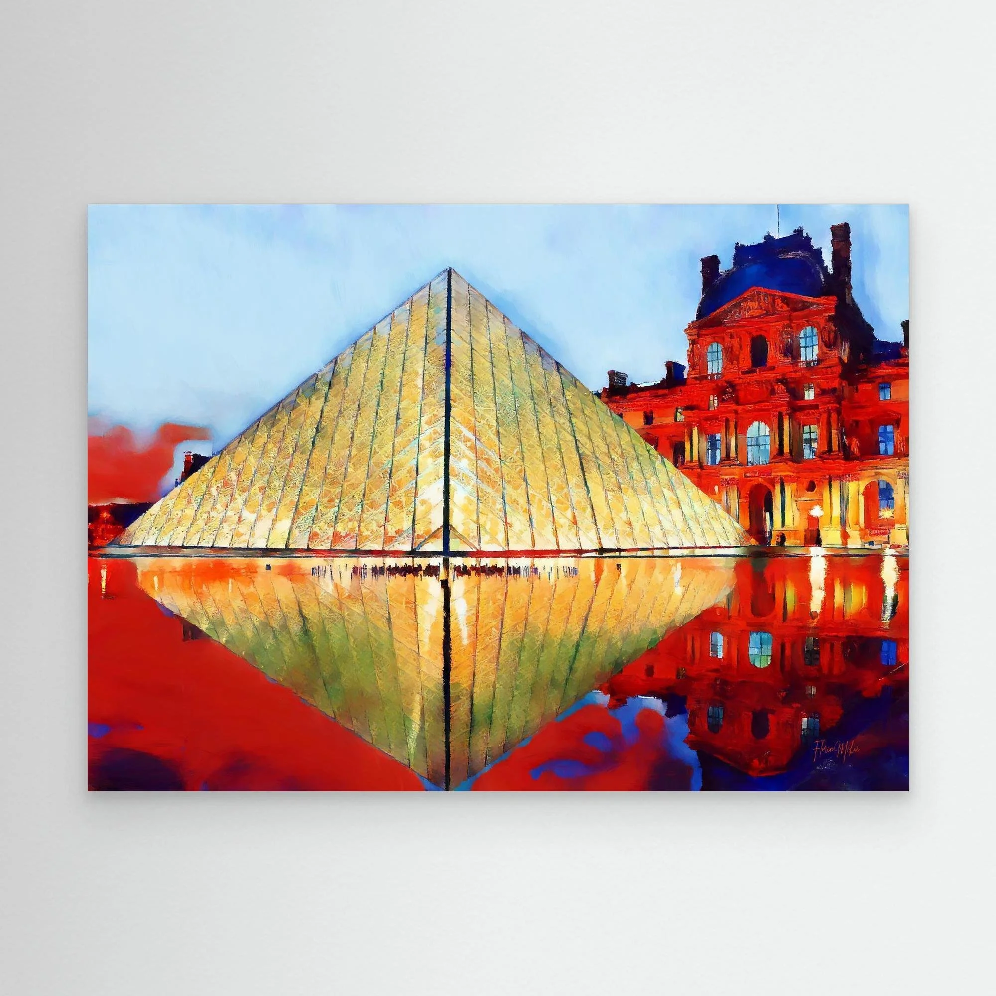 Louvre Pyramid Paris Canvas Print – Colorful Modern Wall Art for Interior Decoration.jpg