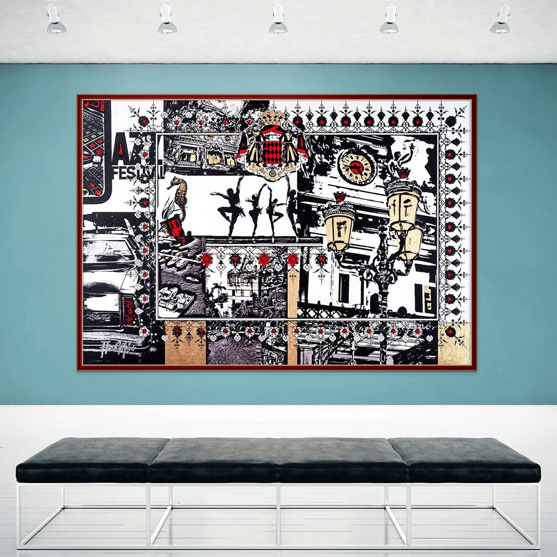 “Majesty in Motion: The Spirit of Monaco” – Ink, Gold & Silver Foil Artwork