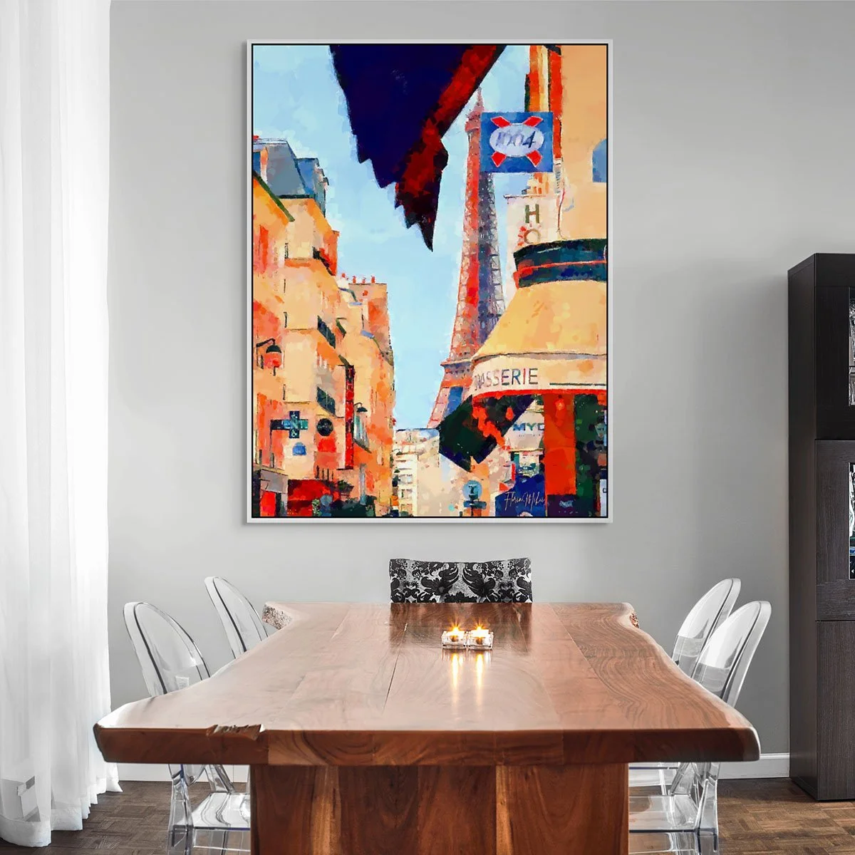 Terrace with a view of the Eiffel Tower, Paris, France