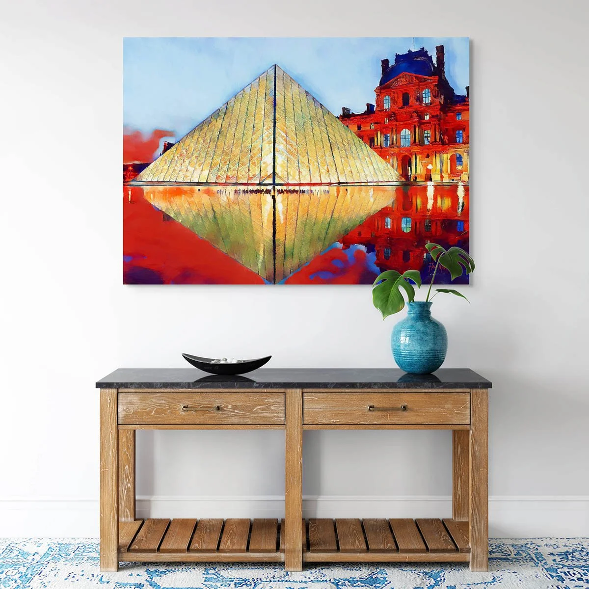Louvre Pyramid Paris Canvas Print – Colorful Modern Wall Art for Interior Decoration (10).jpg